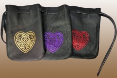 Celtic Heart Imprint Medium Leather Pouch